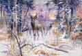 雪に覆われた森の中の鹿 1906年 チャールズ・マリオン・ラッセル